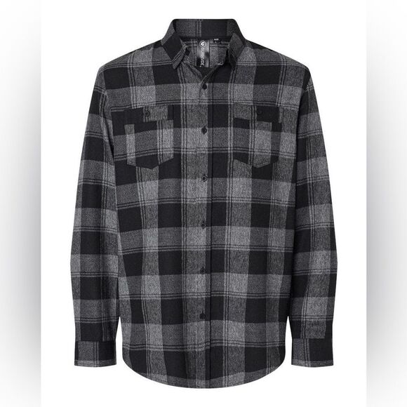 Burnside Black and Gray Plaid Men's Flannel Shirt Size L - Picture 1 of 6